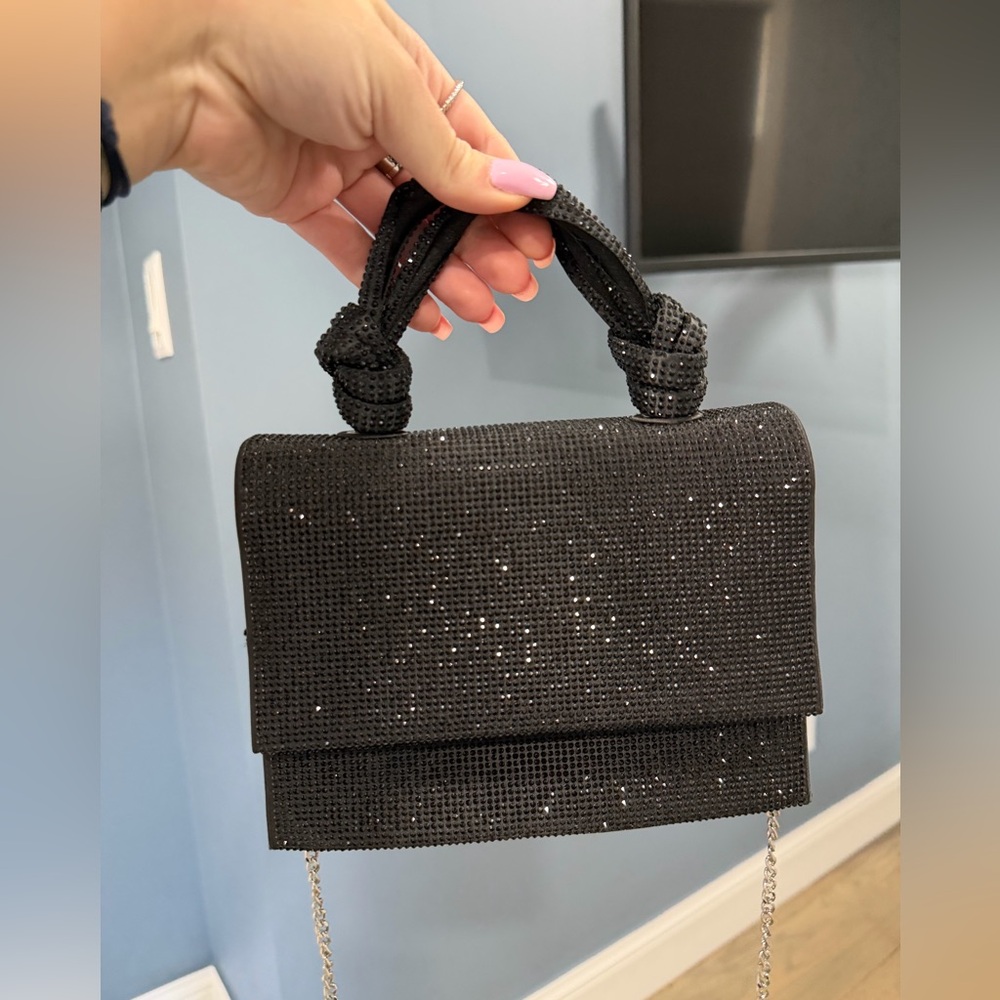 Zara black rhinestone top handle bag